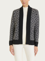 Cardigan aperto a rombi in Soft Wool Neri Donna - Ragno