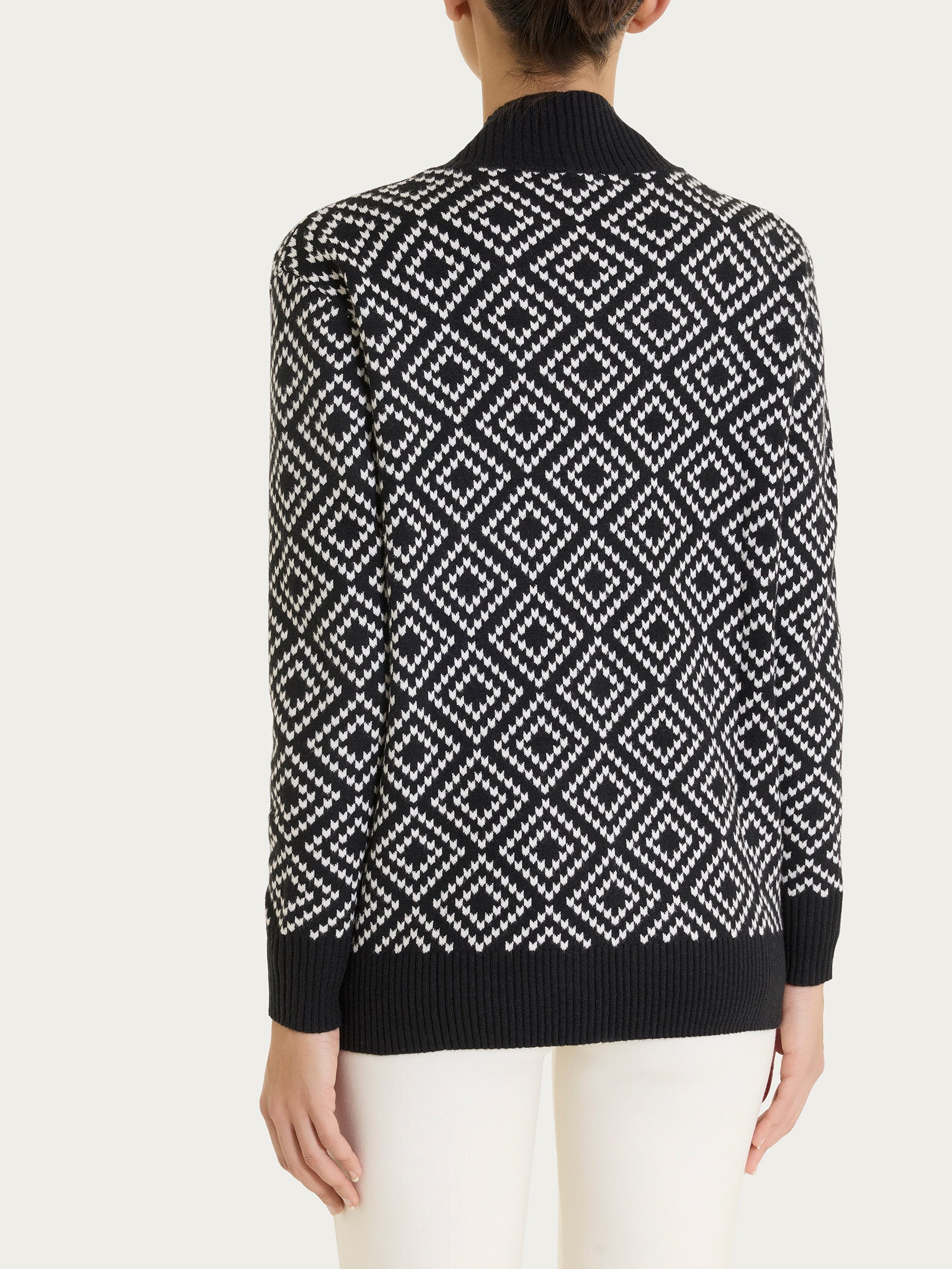 Cardigan aperto a rombi in Soft Wool Neri Donna - Ragno