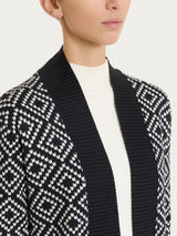 Cardigan aperto a rombi in Soft Wool Neri Donna - Ragno