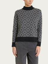 Lupetto a rombi in NaturalSoft Neri Donna - Ragno