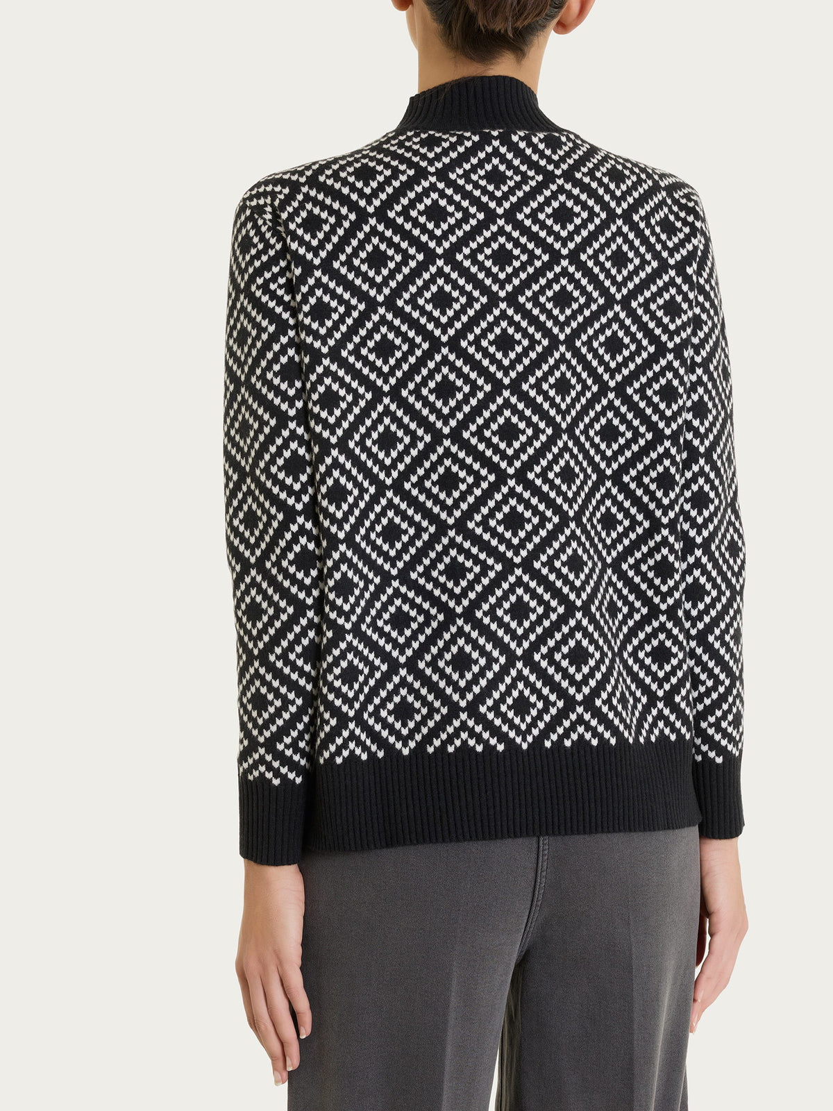 Lupetto a rombi in NaturalSoft Neri Donna - Ragno