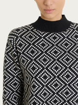 Lupetto a rombi in NaturalSoft Neri Donna - Ragno