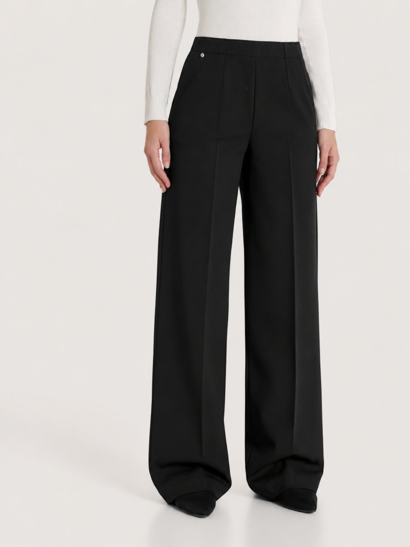 Pantalone ampio con tasche in Winter Twill Neri Donna - Ragno