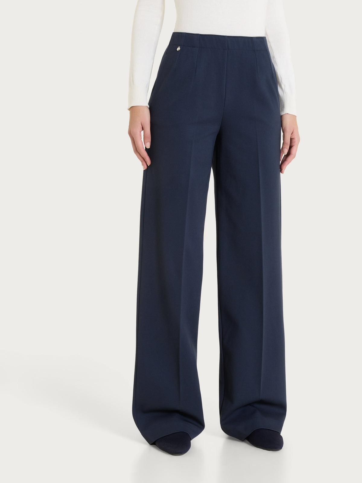 Pantalone ampio con tasche in Winter Twill Blu Donna - Ragno