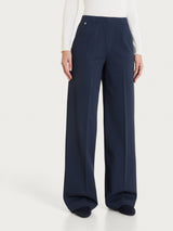 Pantalone ampio con tasche in Winter Twill Blu Donna - Ragno