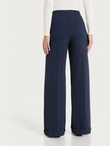 Pantalone ampio con tasche in Winter Twill Blu Donna - Ragno