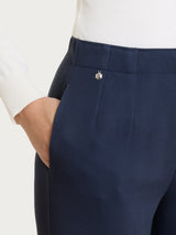 Pantalone ampio con tasche in Winter Twill Blu Donna - Ragno