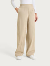 Women's Wide Pants with Pockets in Gray Winter Twill - Ragno