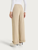 Women's Wide Pants with Pockets in Gray Winter Twill - Ragno