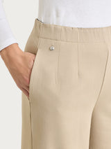 Women's Wide Pants with Pockets in Gray Winter Twill - Ragno