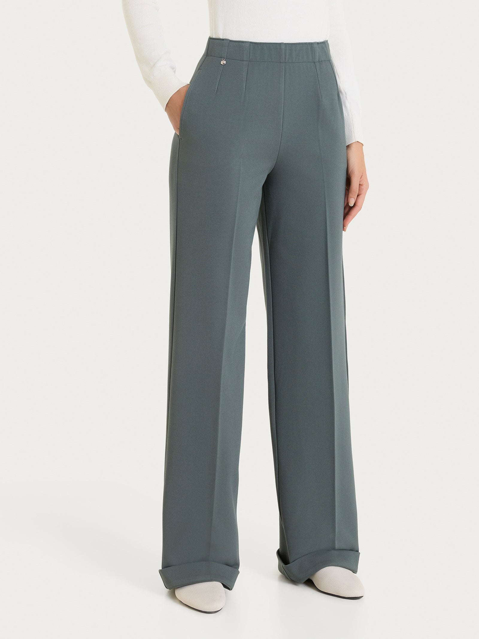 Pantalone ampio con tasche in Winter Twill Grigi Donna - Ragno