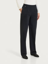 Pantalone dritto con tasche in Winter Twill Neri Donna - Ragno