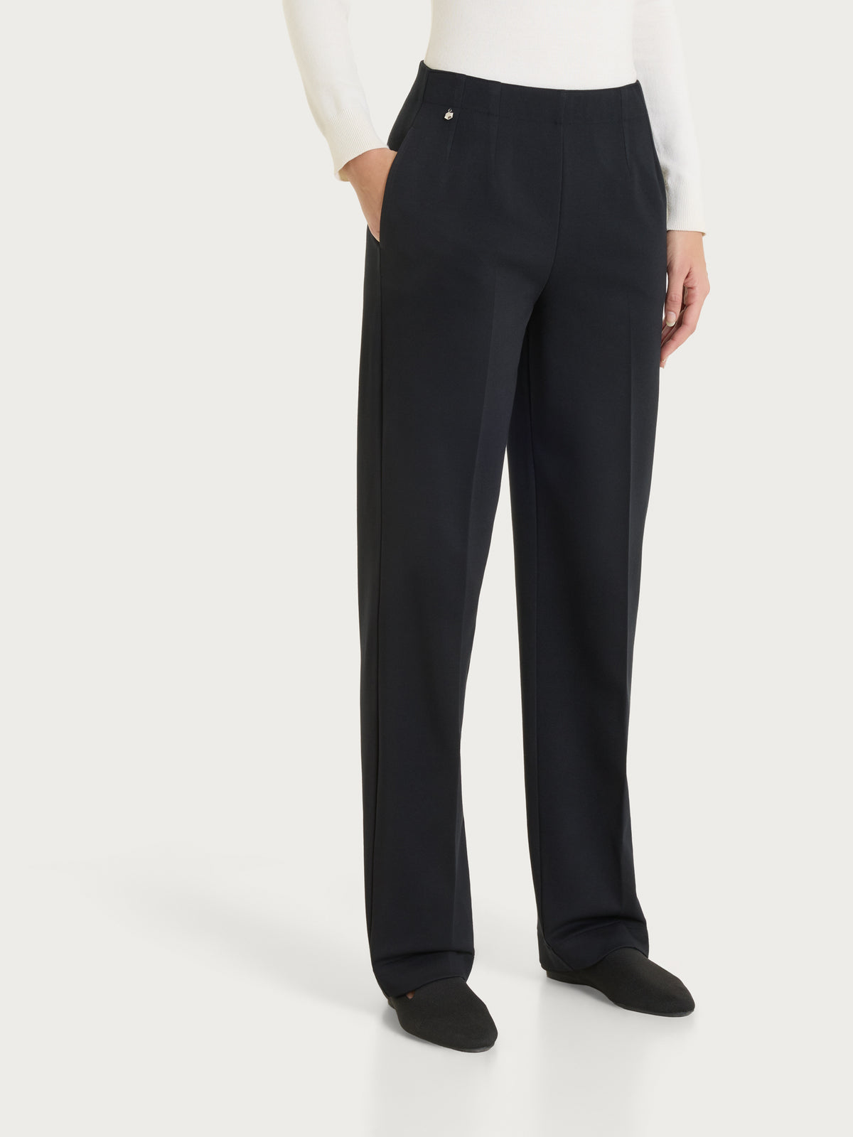 Pantalone dritto con tasche in Winter Twill Neri Donna - Ragno