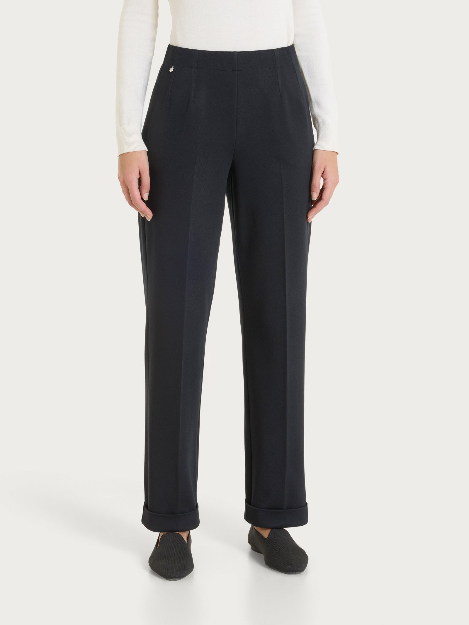 Pantalone dritto con tasche in Winter Twill Neri Donna - Ragno
