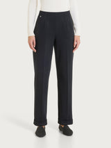 Pantalone dritto con tasche in Winter Twill Neri Donna - Ragno