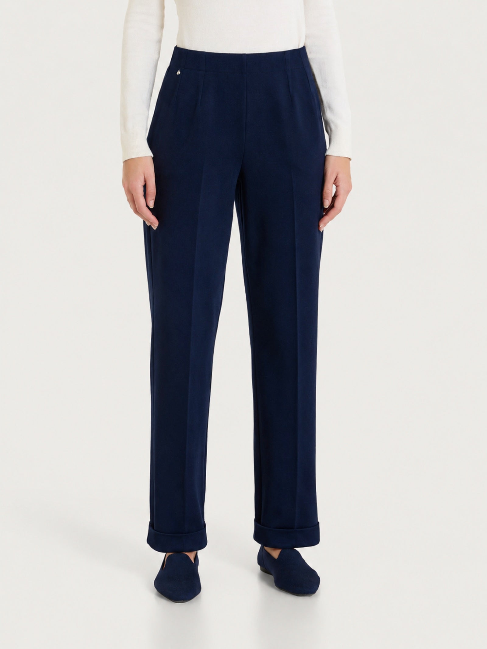 Pantalone dritto con tasche in Winter Twill Blu Donna - Ragno