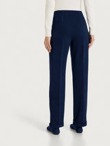 Pantalone dritto con tasche in Winter Twill Blu Donna - Ragno