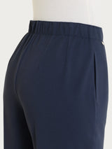 Zigarettenhose mit Seitenschlitzen aus blauem Winter-Twill für Damen – Ragno