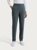 Women's Gray Winter Twill Cigarette Pants with Slits - Ragno
