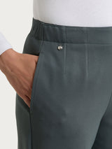 Women's Gray Winter Twill Cigarette Pants with Slits - Ragno