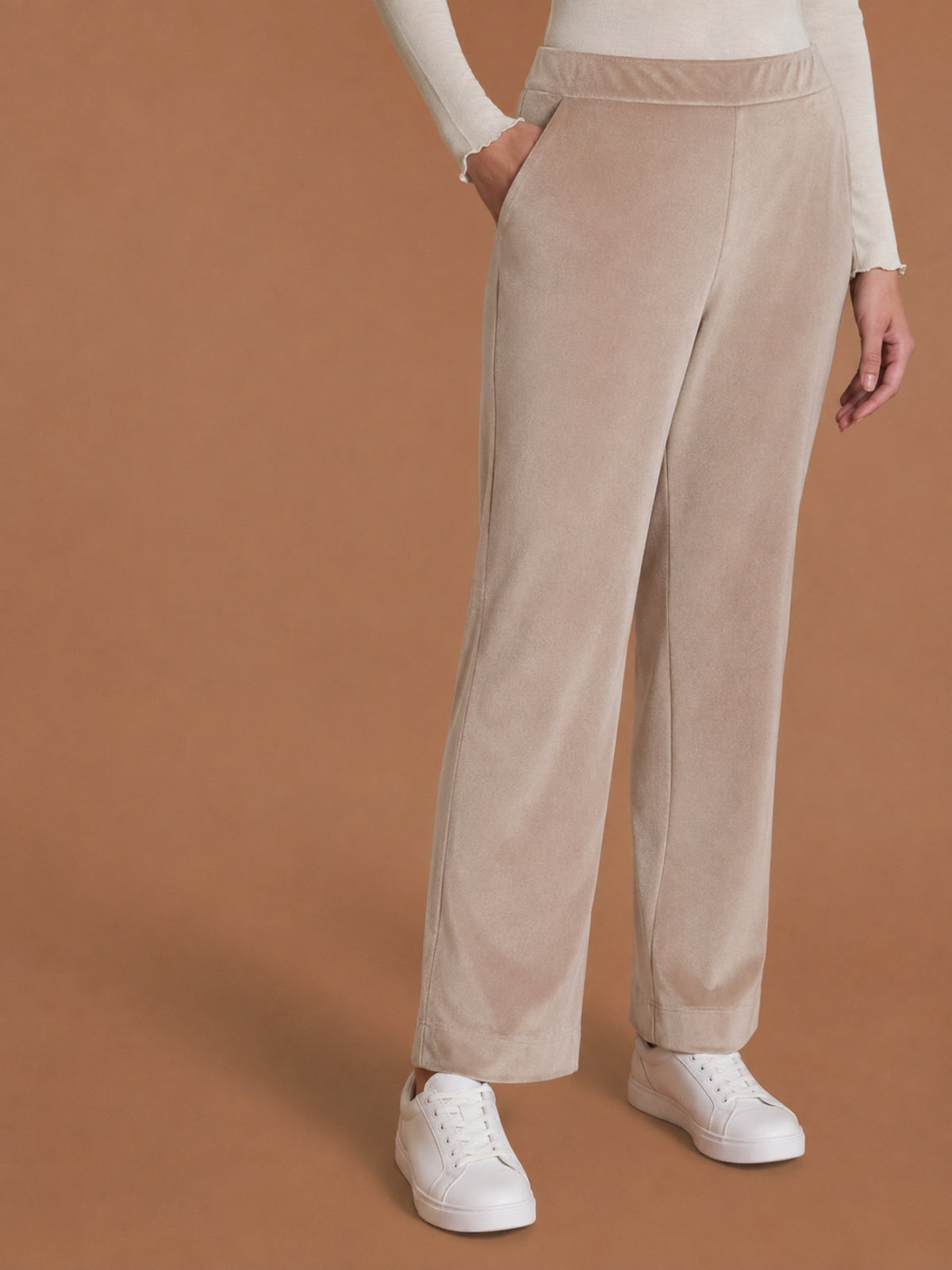 Pantalone wide con tasche in Ciniglia Marroni Donna - Ragno