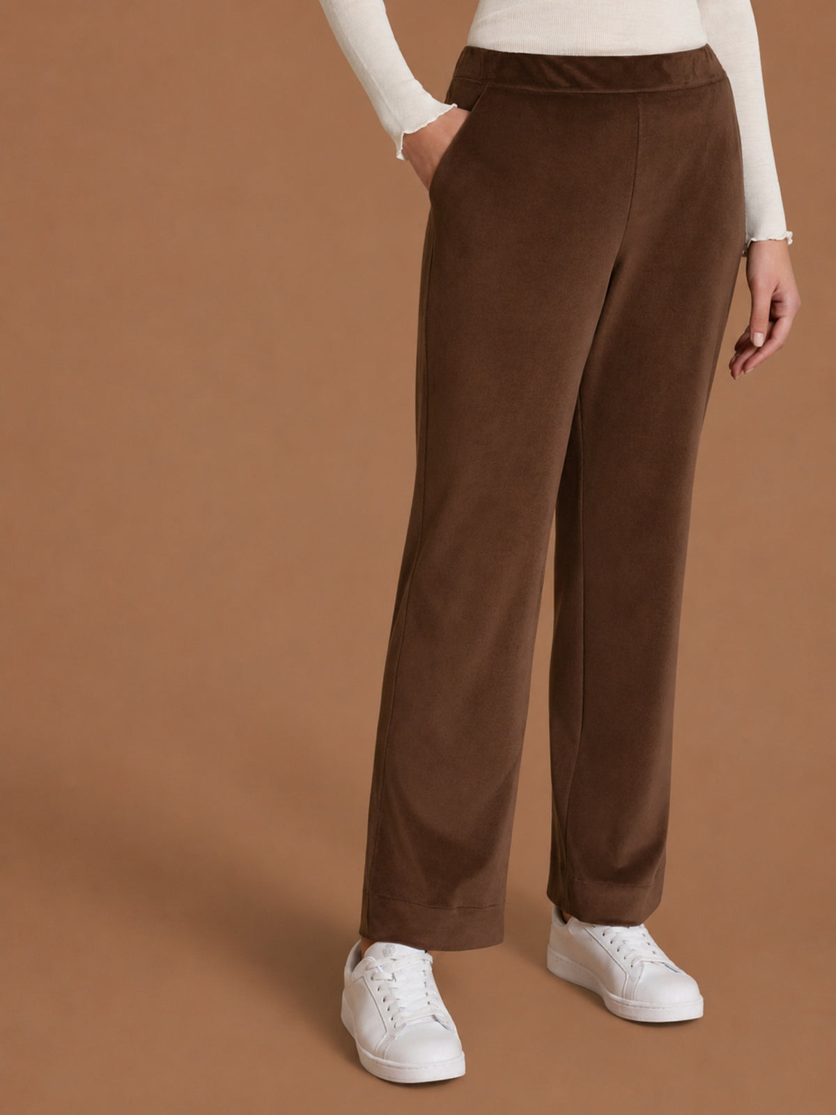 Pantalone wide con tasche in Ciniglia Marroni Donna - Ragno