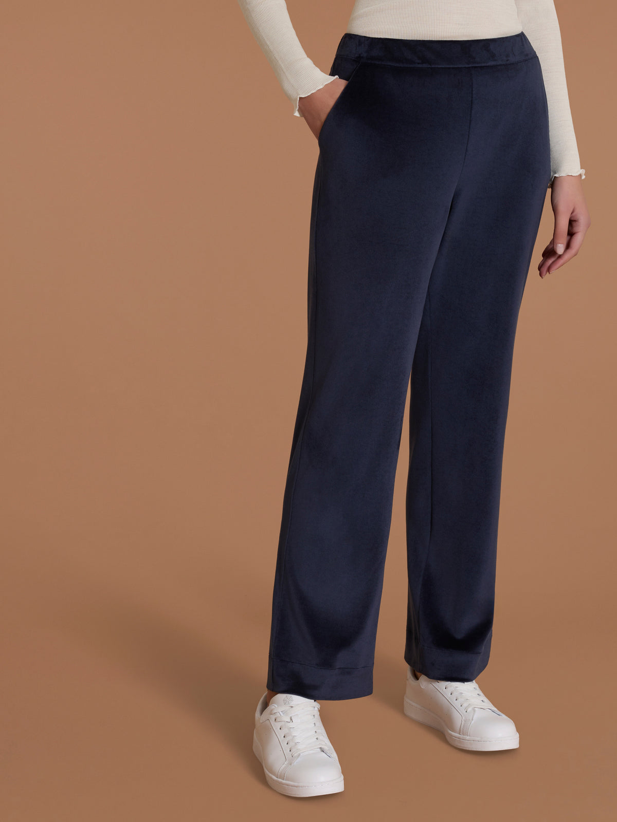 Pantalone wide con tasche in Ciniglia Blu Donna - Ragno
