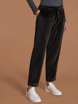 Pantalone Jogger con tasche in Ciniglia Neri Donna - Ragno