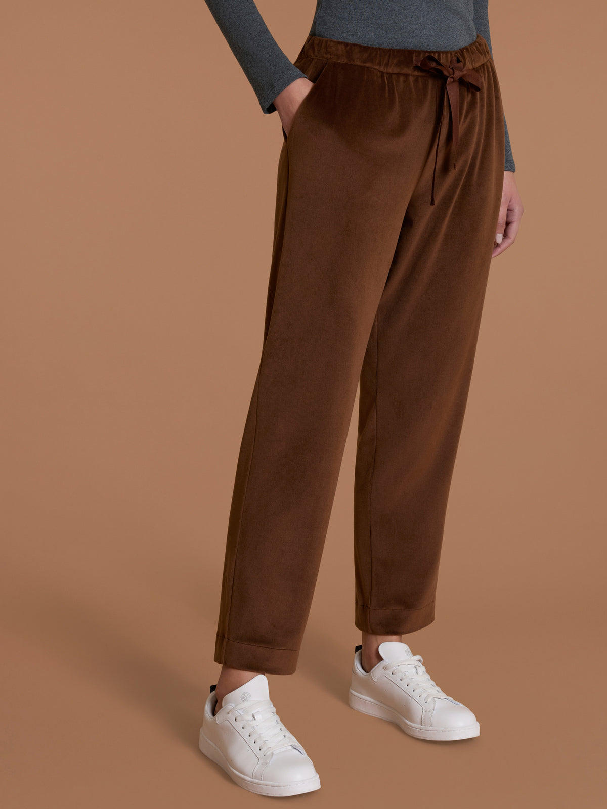 Pantalone Jogger con tasche in Ciniglia Marroni Donna - Ragno