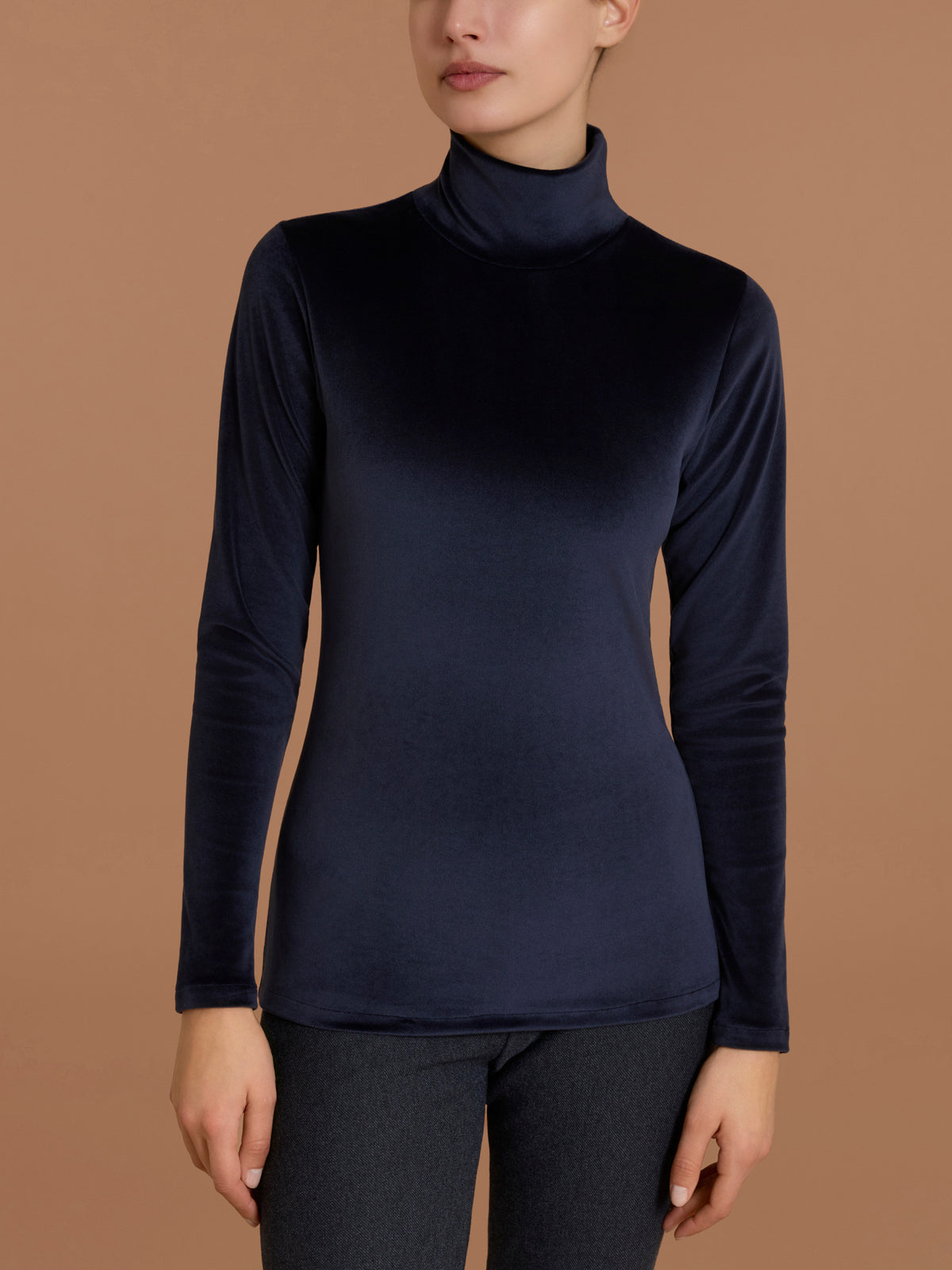 Lupetto skinny in Ciniglia Blu Donna - Ragno