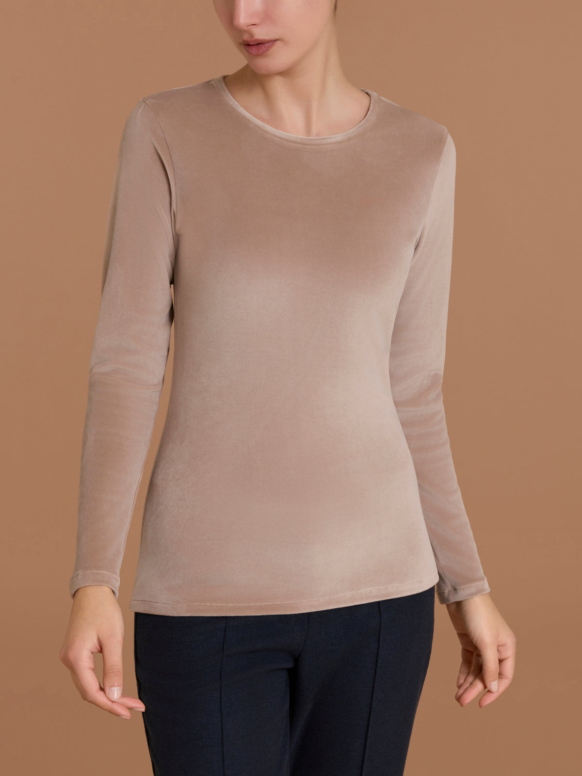 Maglia girocollo skinny in Ciniglia Marroni Donna - Ragno