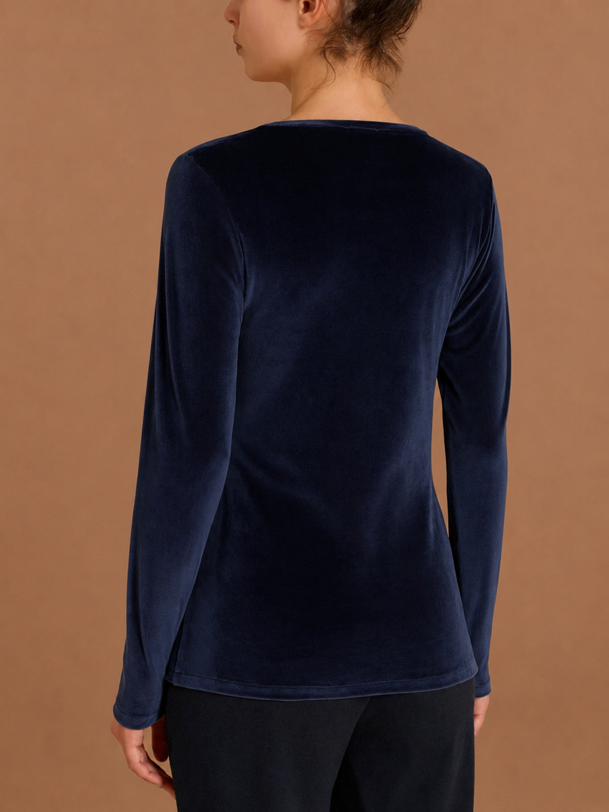 Maglia girocollo skinny in Ciniglia Blu Donna - Ragno