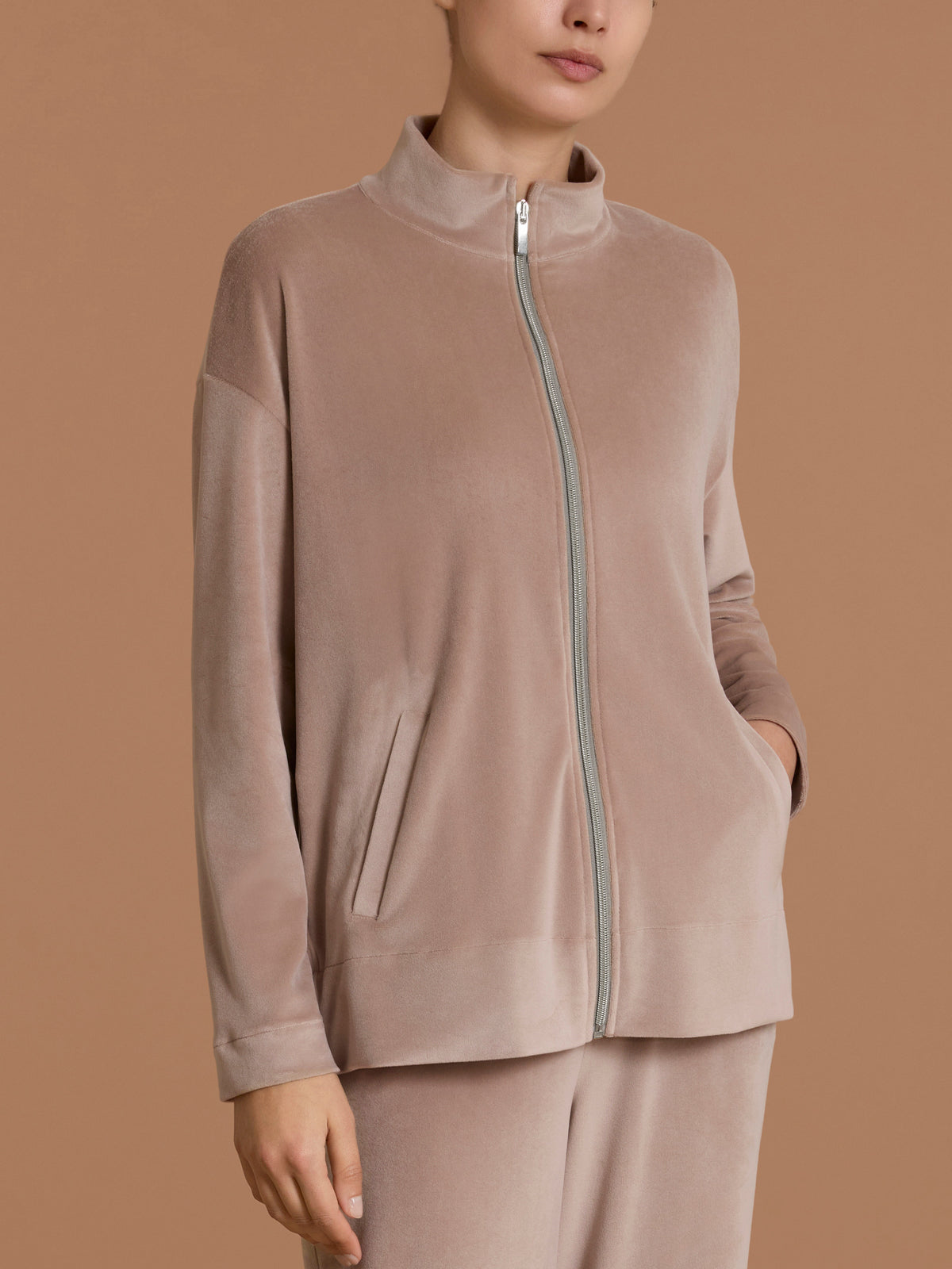 Giacchina con zip in Ciniglia Marroni Donna - Ragno
