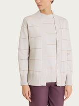 Cardigan aperto con righe lurex in NaturalSoft Bianchi Donna - Ragno