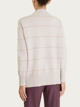 Cardigan aperto con righe lurex in NaturalSoft Bianchi Donna - Ragno