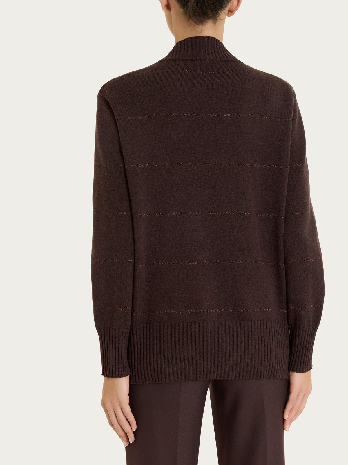 Cardigan aperto con righe lurex in NaturalSoft Marroni Donna - Ragno