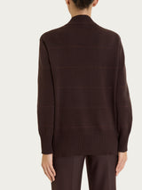 Cardigan aperto con righe lurex in NaturalSoft Marroni Donna - Ragno