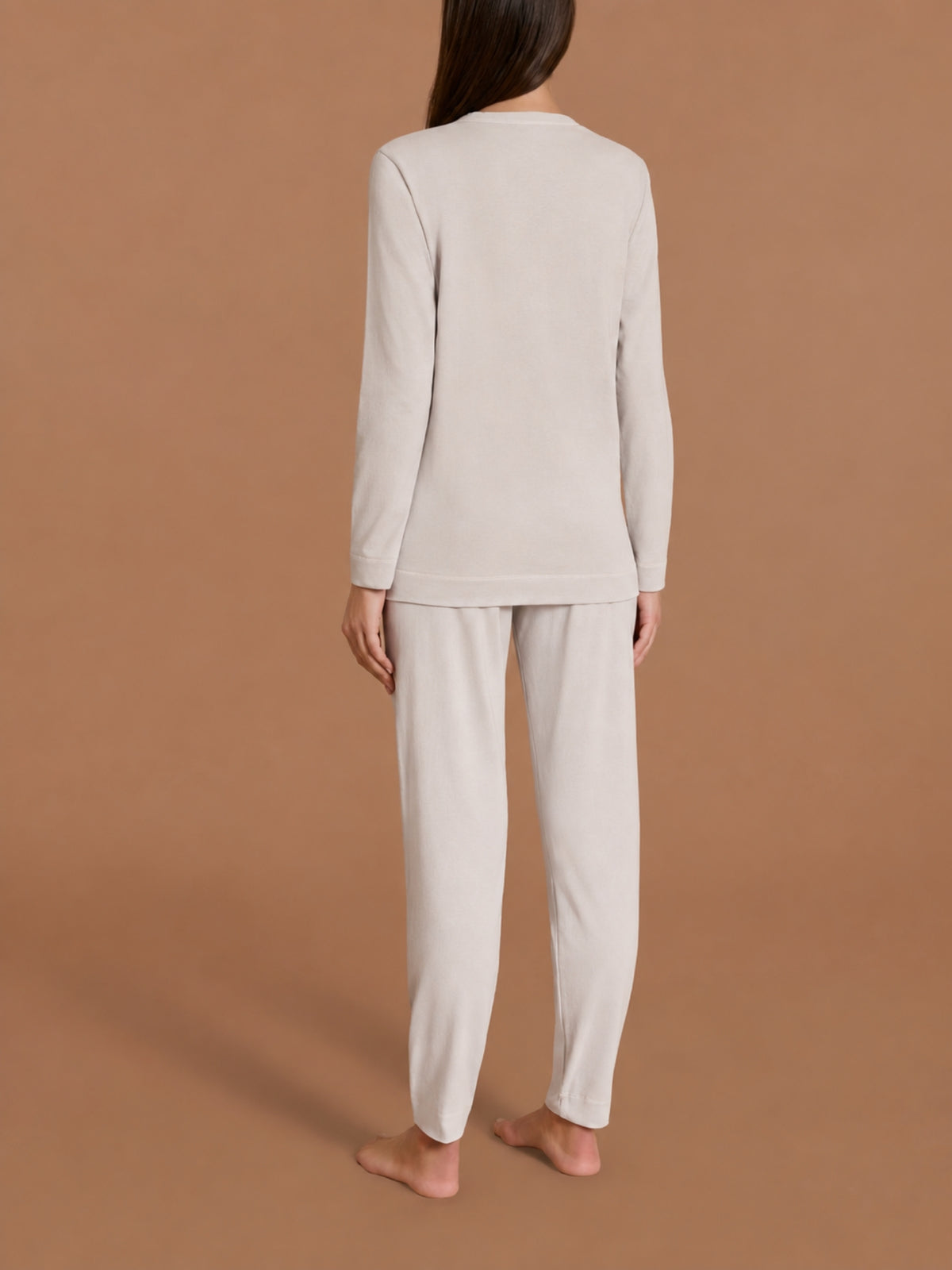 Pigiama a serafino con bordino in Jearsey Double Peach Bianchi Donna - Ragno