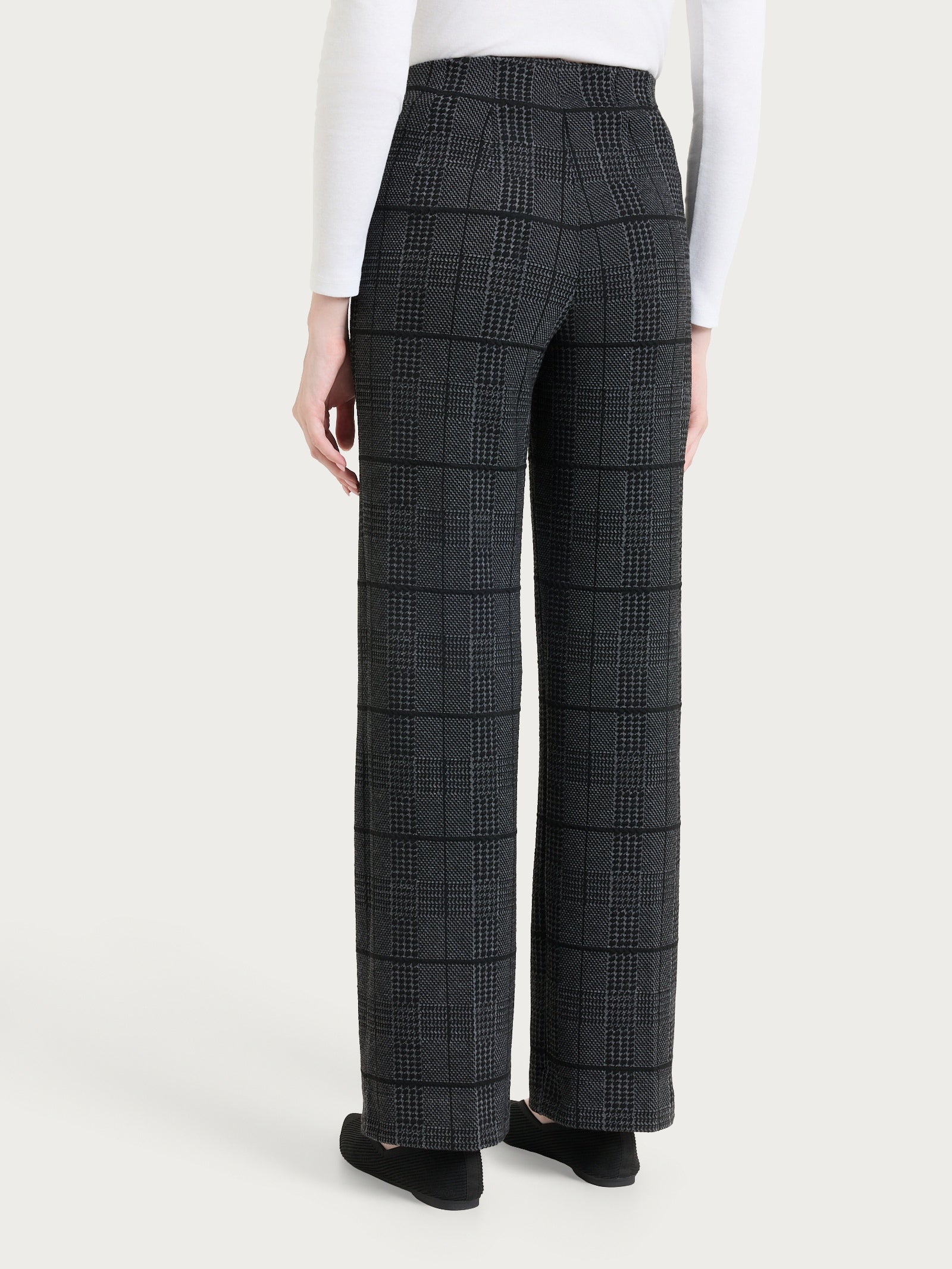 Pantalone ampio con check pattern in Jacquard Neri Donna - Ragno