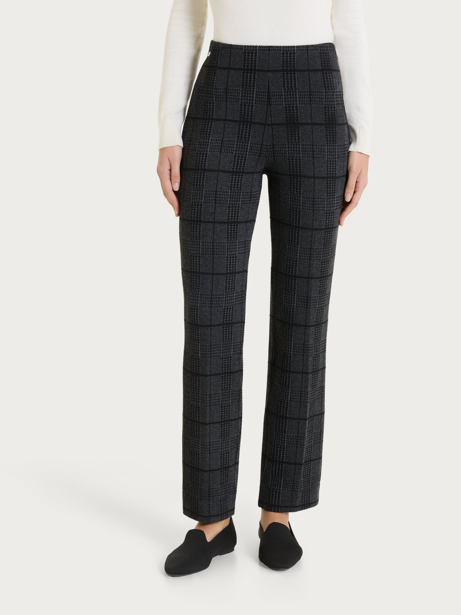 Pantalone dritto con check pattern in Jacquard Neri Donna - Ragno