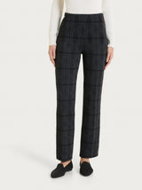 Pantalone dritto con check pattern in Jacquard Neri Donna - Ragno
