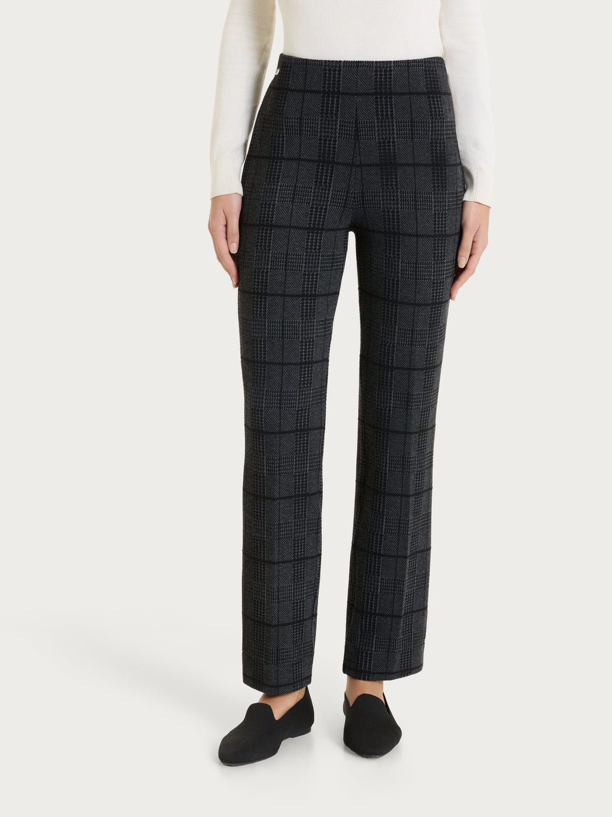 Pantalone dritto con check pattern in Jacquard Neri Donna - Ragno