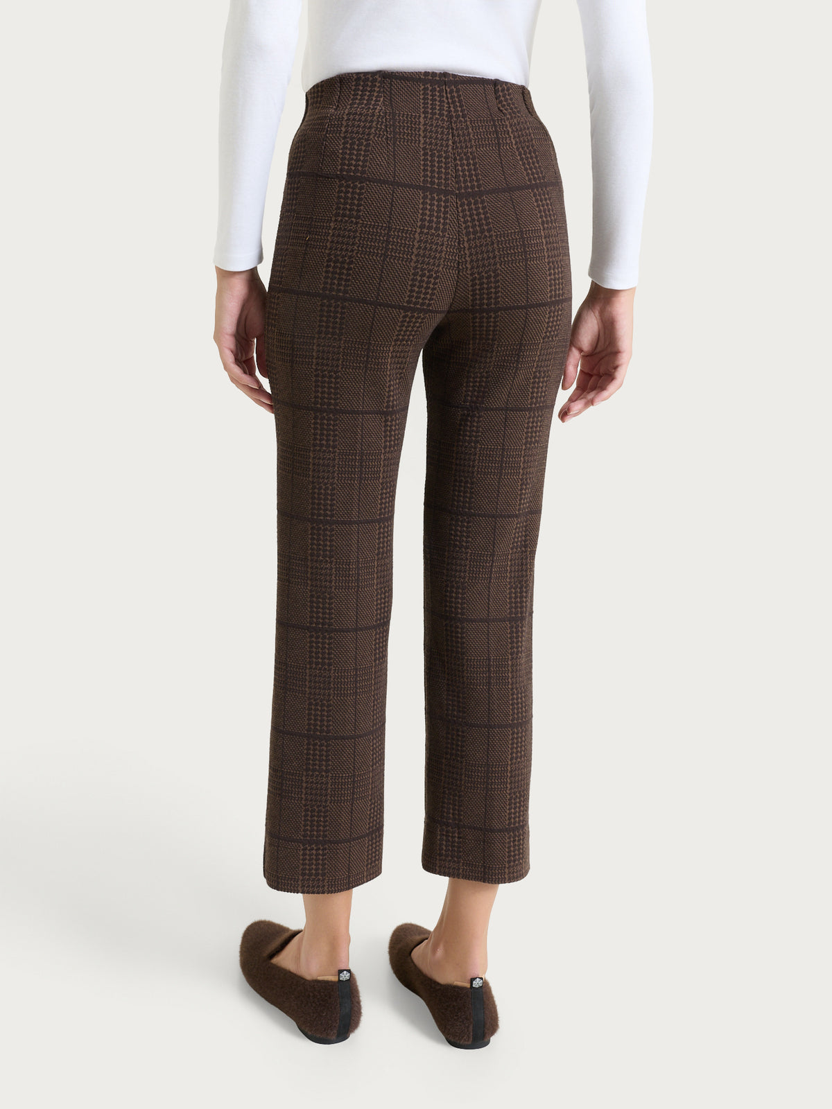 Pantalone dritto con check pattern in Jacquard Marroni Donna - Ragno