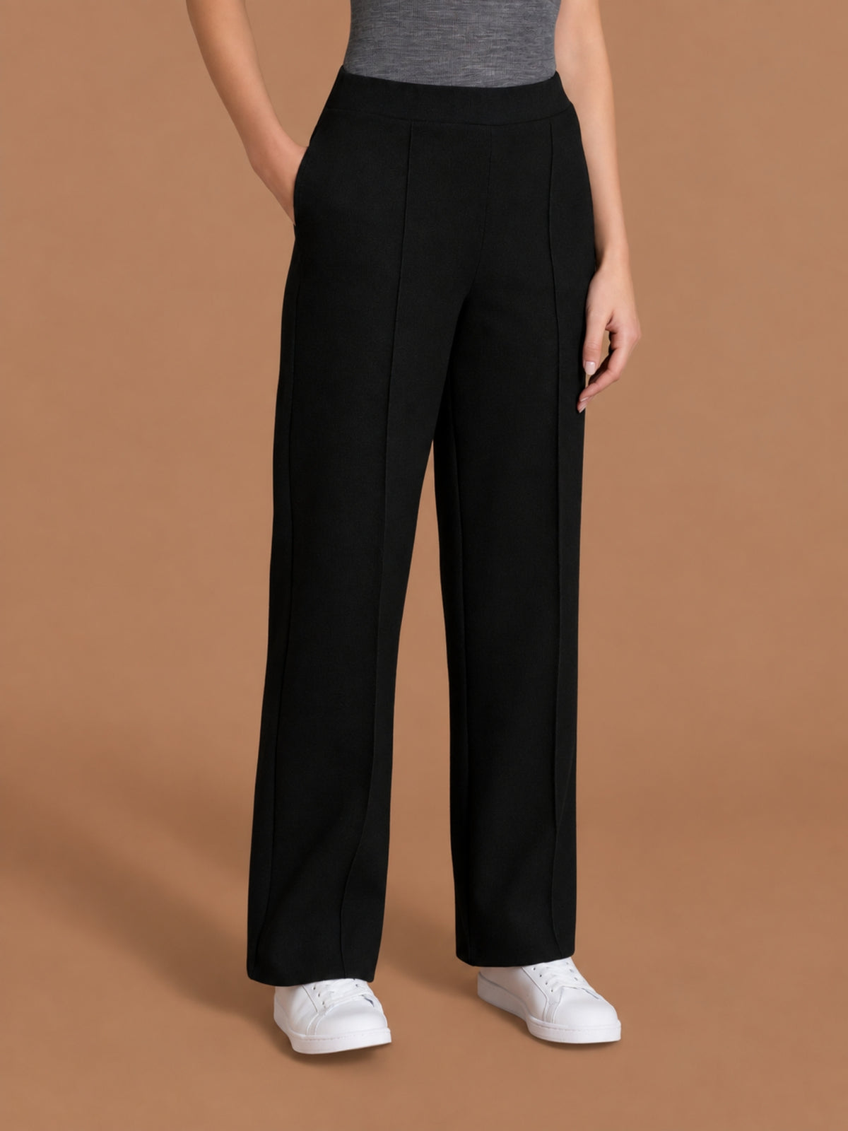 Pantalone ampio con tasche in Scuba Soft Touch Neri Donna - Ragno