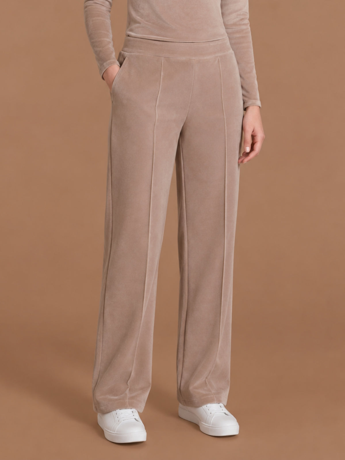 Pantalone ampio con tasche in Scuba Soft Touch Marroni Donna - Ragno
