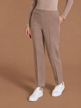 Pantalone dritto con tasche in Scuba Soft Touch Marroni Donna - Ragno