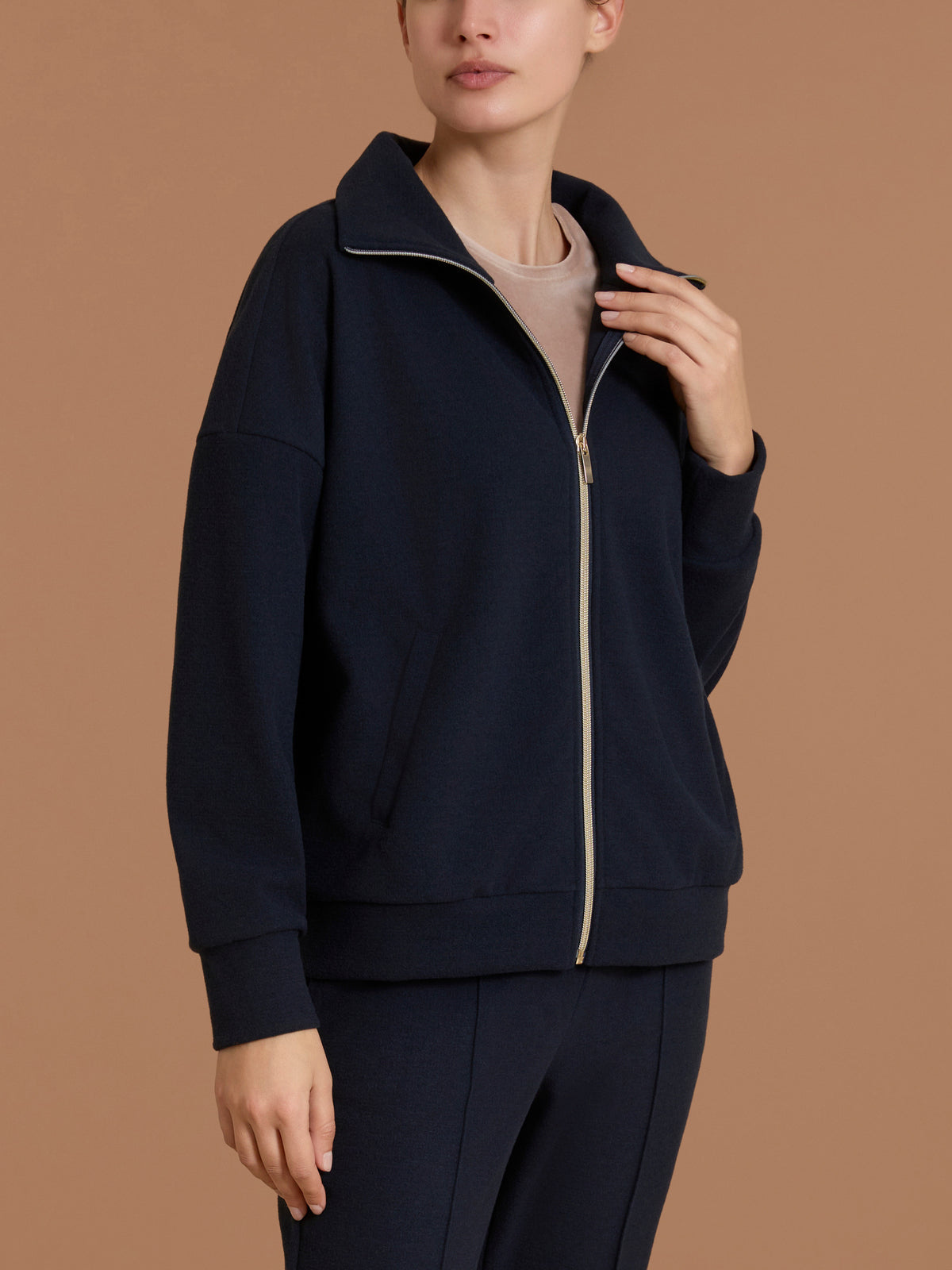 Giacchina con zip in Scuba Soft Touch Blu Donna - Ragno