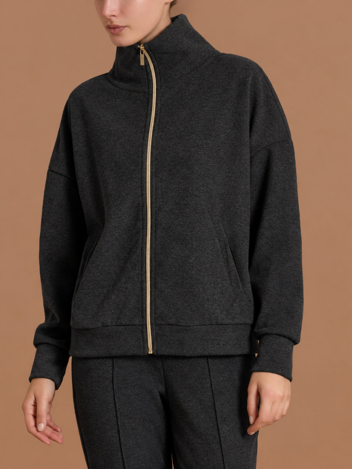 Giacchina con zip in Scuba Soft Touch Neri Donna - Ragno
