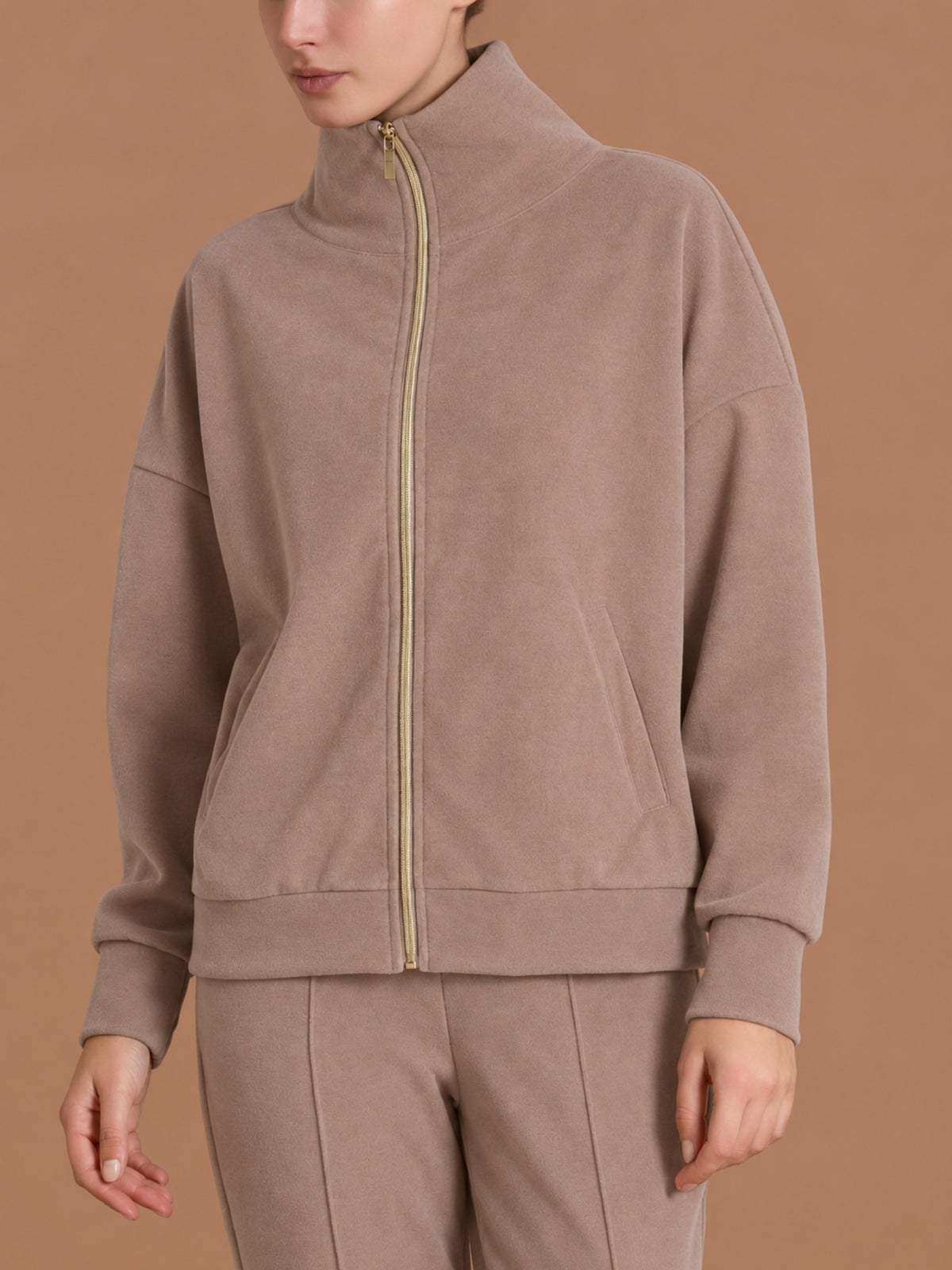 Giacchina con zip in Scuba Soft Touch Marroni Donna - Ragno