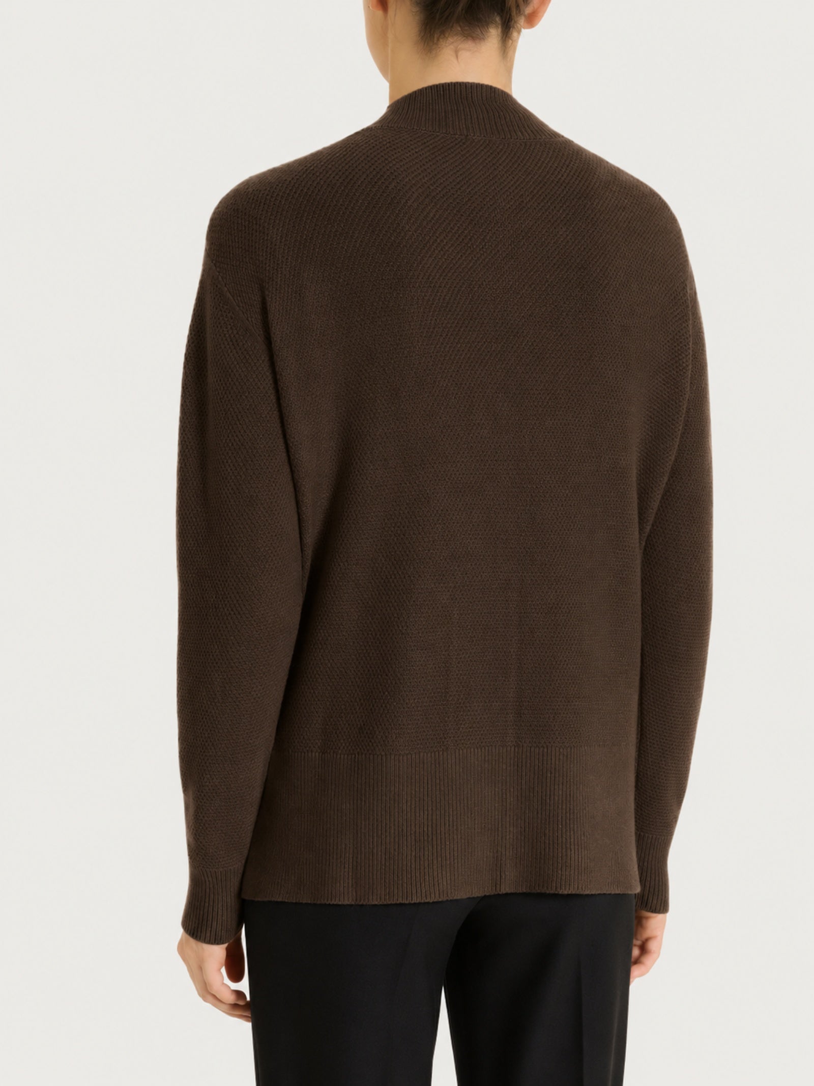 Cardigan con scollo a V e punto riso in Soft Wool Marroni Donna - Ragno